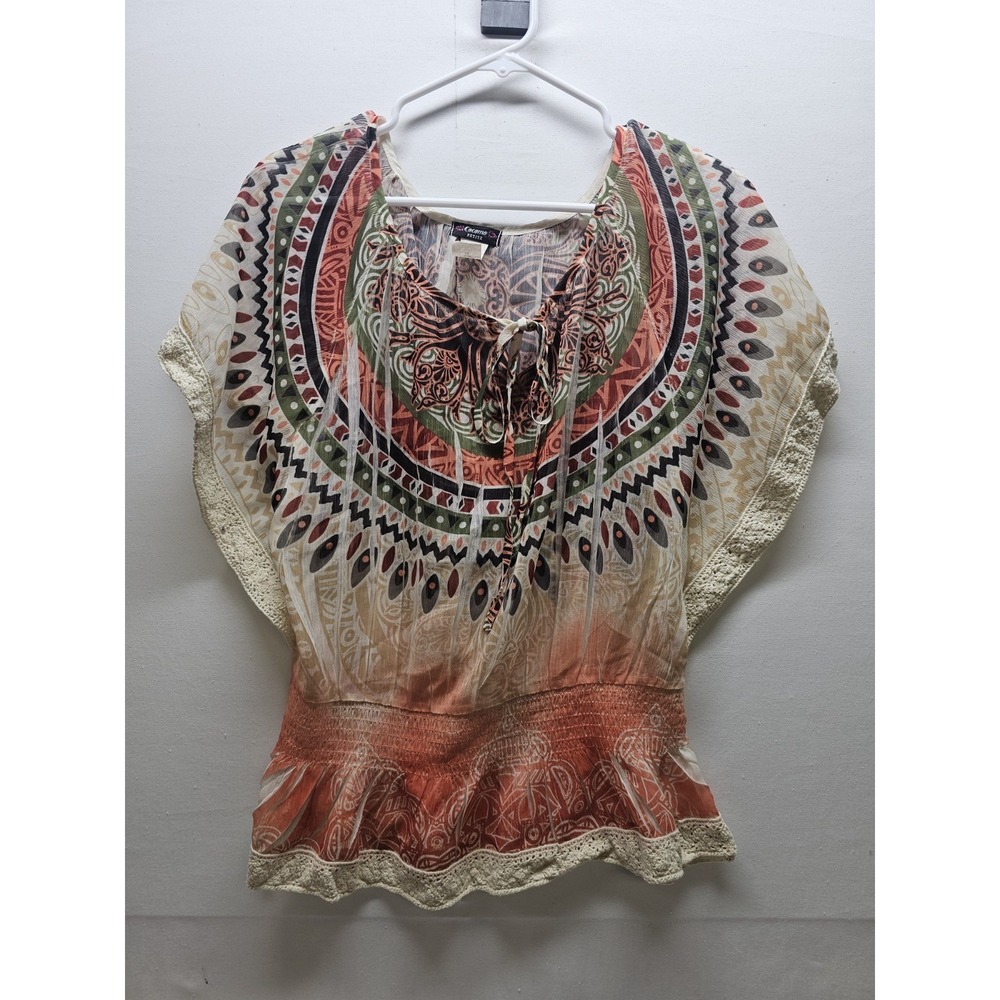 Lot 4 VTG 90s Y2K Womens Tops M L Boho Cottagecore Prairie Romantic Embroidered
